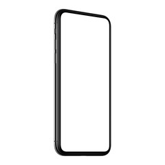 New modern smartphone mockup CCW slightly rotated isolated on white background