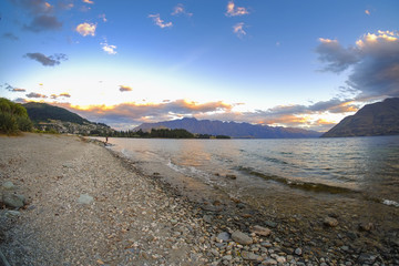 Lake Wakatipu,Queenstown during sunset, South Island,New Zealand