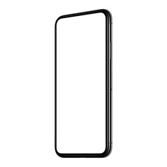 New modern smartphone mockup CW slightly rotated isolated on white background