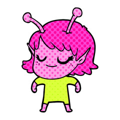 smiling alien girl cartoon