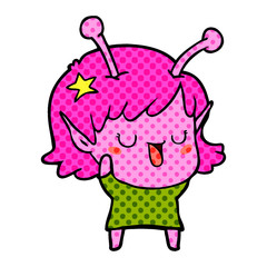 happy alien girl cartoon laughing