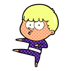 cartoon curious boy dancing