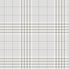 Plaid check pattern in pale grey, slate grey and off-white ivory. Seamless fabric texture print.