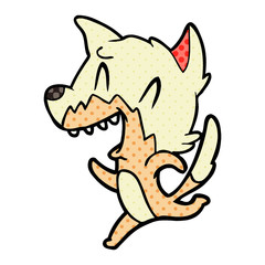 laughing fox running away
