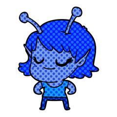 smiling alien girl cartoon