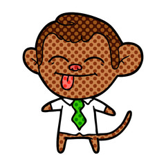 funny cartoon monkey wearing shirt and tie