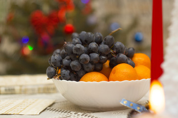 fruits closeup on the Christmas table