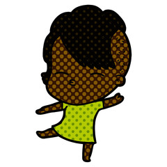 Fototapeta premium cartoon squinting girl