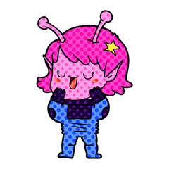 happy alien girl cartoon