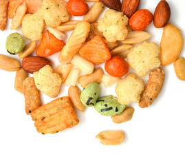 Arare (Japanese Crackers) on a white background