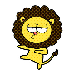 cartoon bored lion dancing