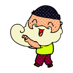 happy bearded man grabbing