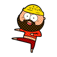 cartoon surprised bearded man dancing
