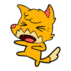 angry cartoon fox attacking