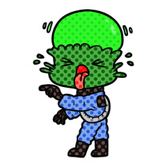 weird cartoon alien pointing
