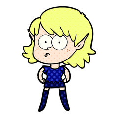 cartoon elf girl staring