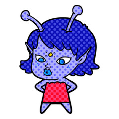 pretty cartoon alien girl