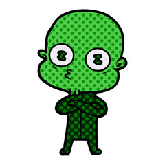 cartoon weird bald spaceman