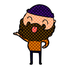 man with beard sticking out tongue