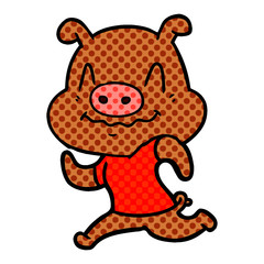 nervous cartoon pig