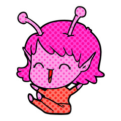 cartoon alien girl laughing