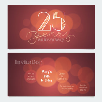 25 years anniversary invitation to celebration vector illustration