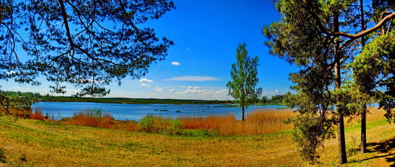 Panoramic landscape with lake