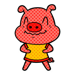 nervous cartoon pig