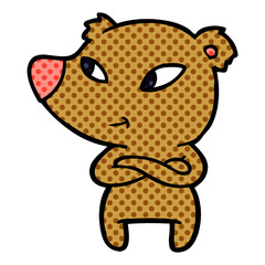 cute cartoon bear with crossed arms