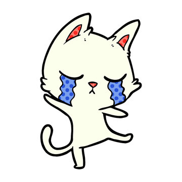 crying cartoon cat performing a dance
