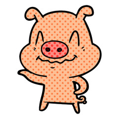 nervous cartoon pig