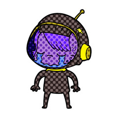 cartoon crying astronaut girl