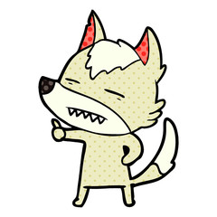 cartoon wolf showing teeth