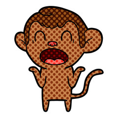shouting cartoon monkey shrugging shoulders