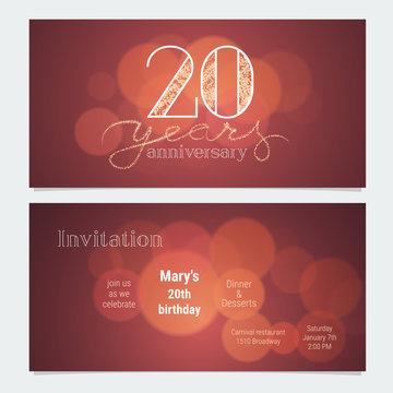 20 years anniversary invitation to celebration vector illustration