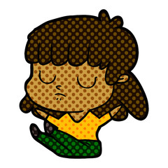 cartoon indifferent woman sitting