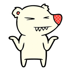 angry polar bear cartoon shrugging shoulders