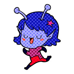 happy alien girl cartoon
