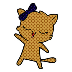 cartoon cat with bow on head