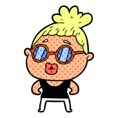 cartoon woman wearing spectacles