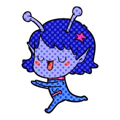 happy alien girl cartoon