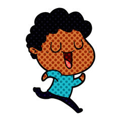 laughing cartoon man running