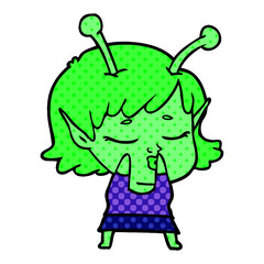 cute alien girl cartoon