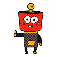 Fototapeta premium happy cartoon robot giving thumbs up
