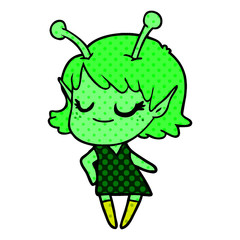 smiling alien girl cartoon