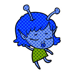 cute alien girl cartoon