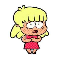 cartoon tired woman