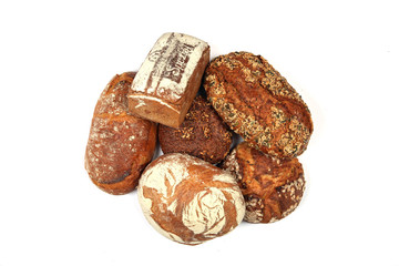 Fünf verschiedene Brotsorten