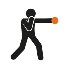 Simple Boxing Punch Outline Sport Figure Symbol Vector Illustration