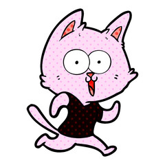 funny cartoon cat jogging